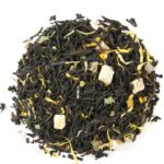 Black loose leaf tea with yellow flower petals