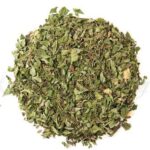 Dried green peppermint leaves