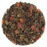 Loose Leaf Green tea with pieces of pomegranate and hibiscus flower petals