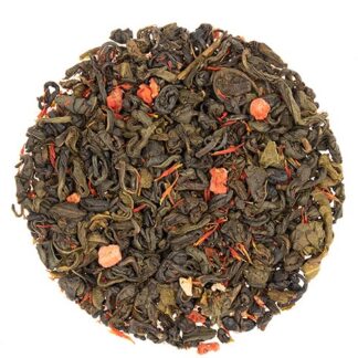 Loose Leaf Green tea with pieces of strawberry